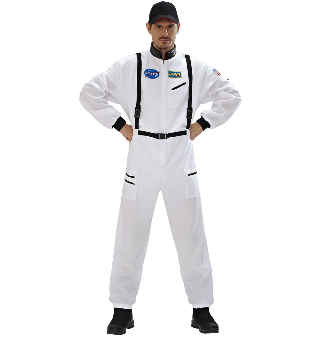 Science Fiction & Space Kostuum | Stoere Astronaut Wit | Man | Large | Carnaval kostuum | Verkleedkleding